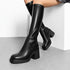 DAMEN-KNIESTIEFEL - BLOCKABSATZSTIEFEL IN UNI MIT SEITLICHEM REISSVERSCHLUSS